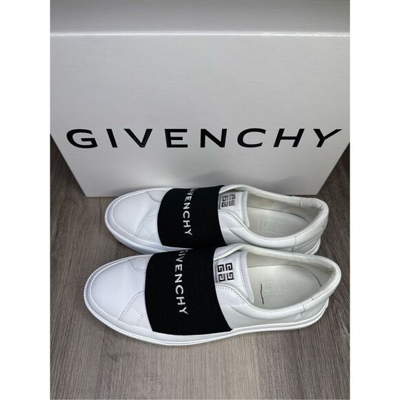 GIVENCHY Logo Leather City Sport Slip-on Sneakers Black & White Size US 11 $675 - Picture 9 of 12
